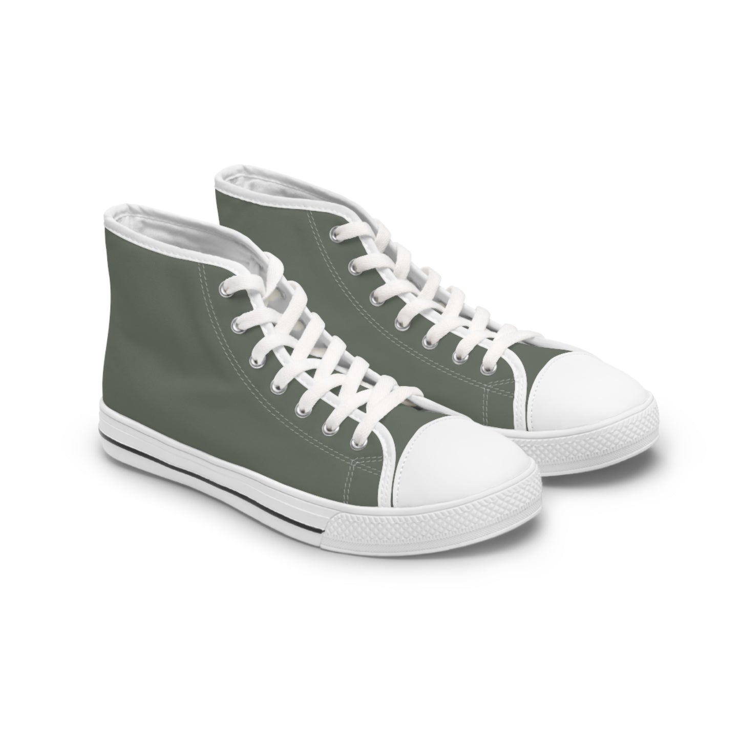 Women's Canvas High Top Solid Color Sneakers - Drab Olive Gray US 12 White sole