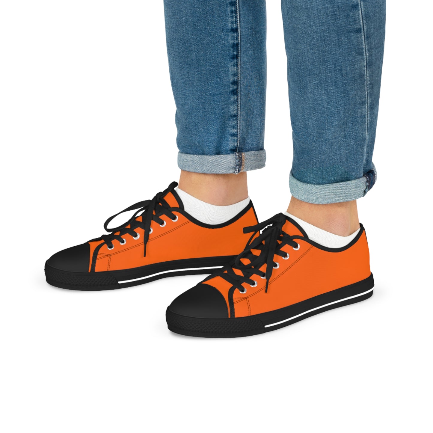 Men's Canvas Low Top Solid Color Sneakers - Electric Orange US 14 Black sole