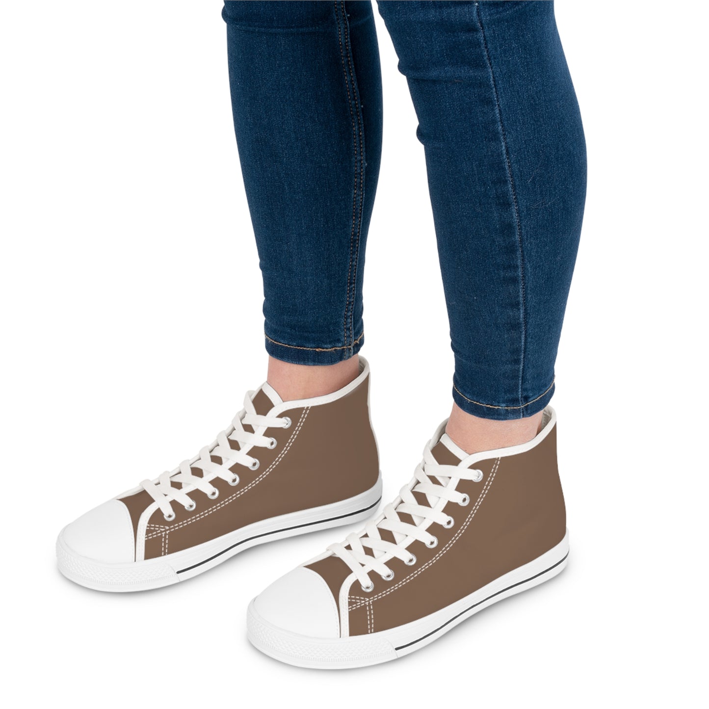 Women's Canvas High Top Solid Color Sneakers - Latte Tan US 12 White sole
