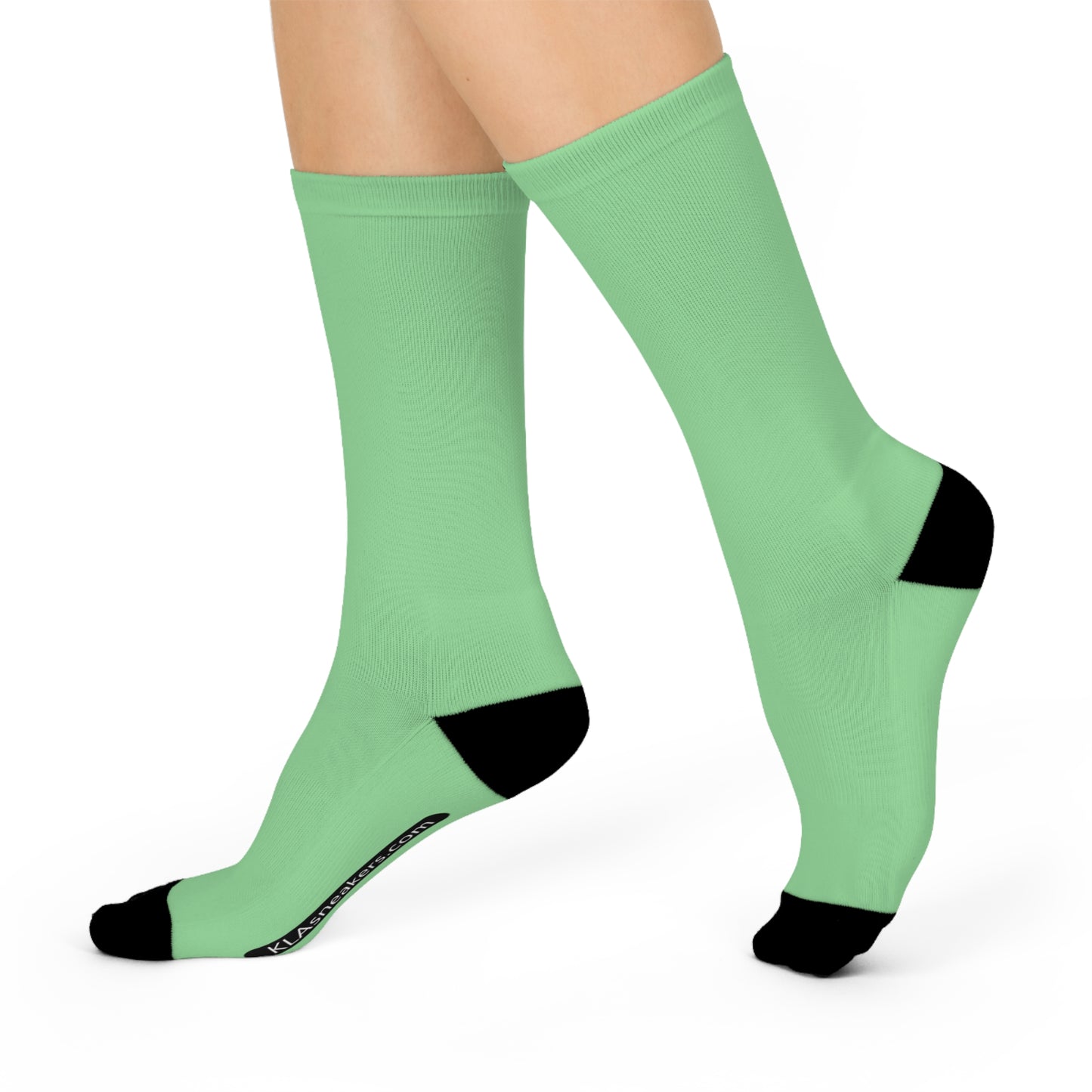 Unisex Crew Socks - Mint Green White One size 3/4 Crew