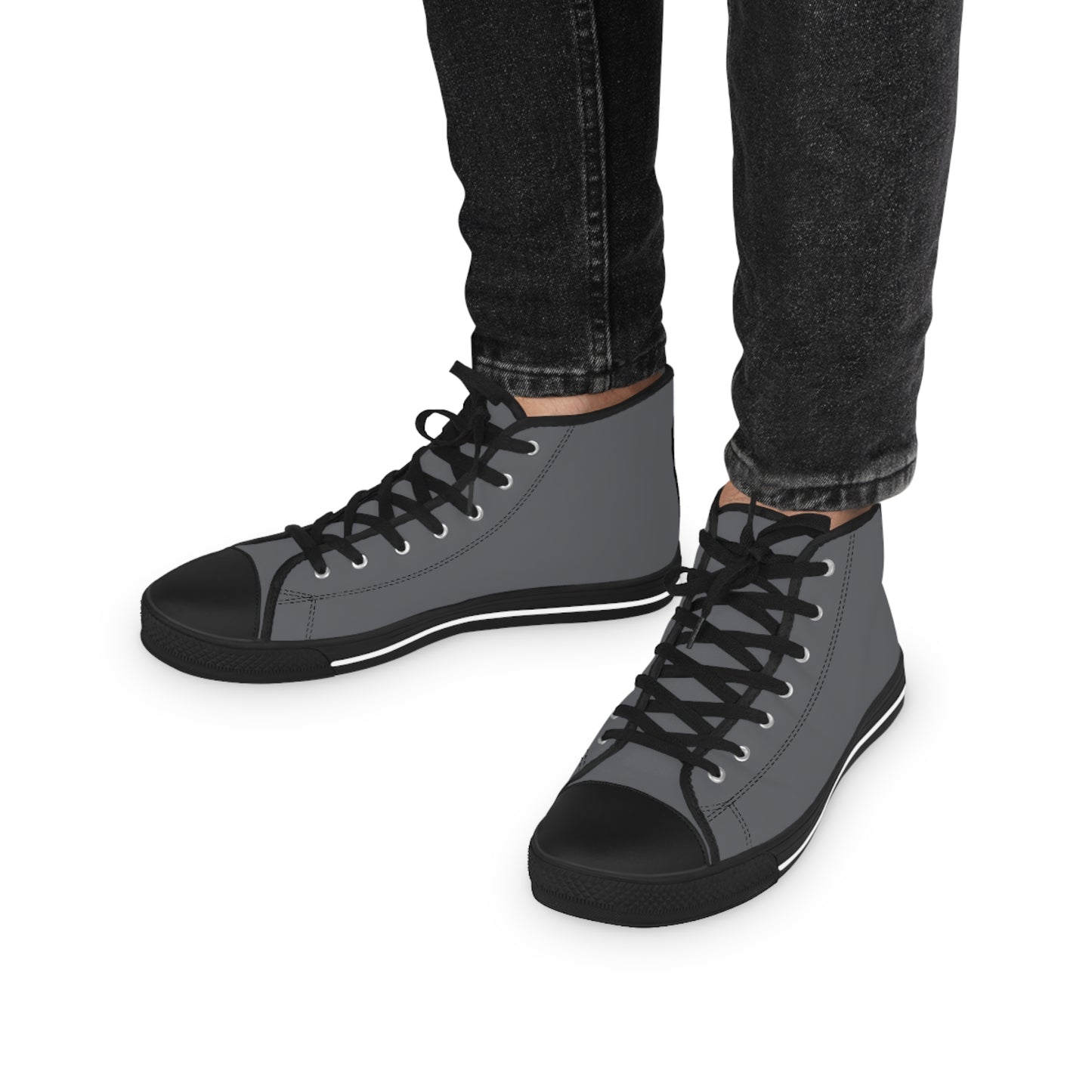 Men's Canvas High Top Solid Color Sneakers - Concrete Blue US 14 White sole