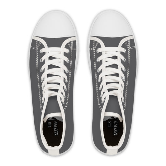Women's Canvas High Top Solid Color Sneakers - Concrete Blue US 12 White sole