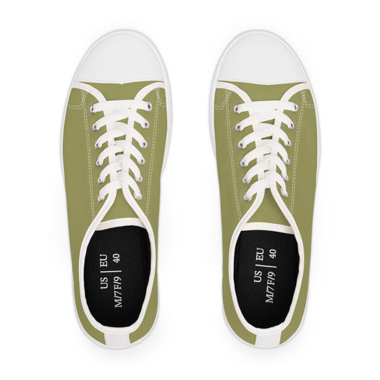 Women's Canvas Low Top Solid Color Sneakers - Light Moss US 12 White sole