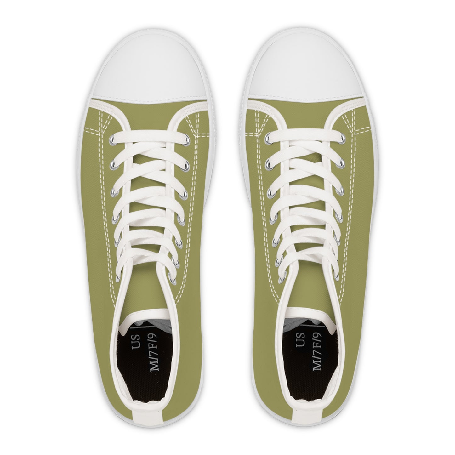 Women's Canvas High Top Solid Color Sneakers - Light Moss US 12 White sole