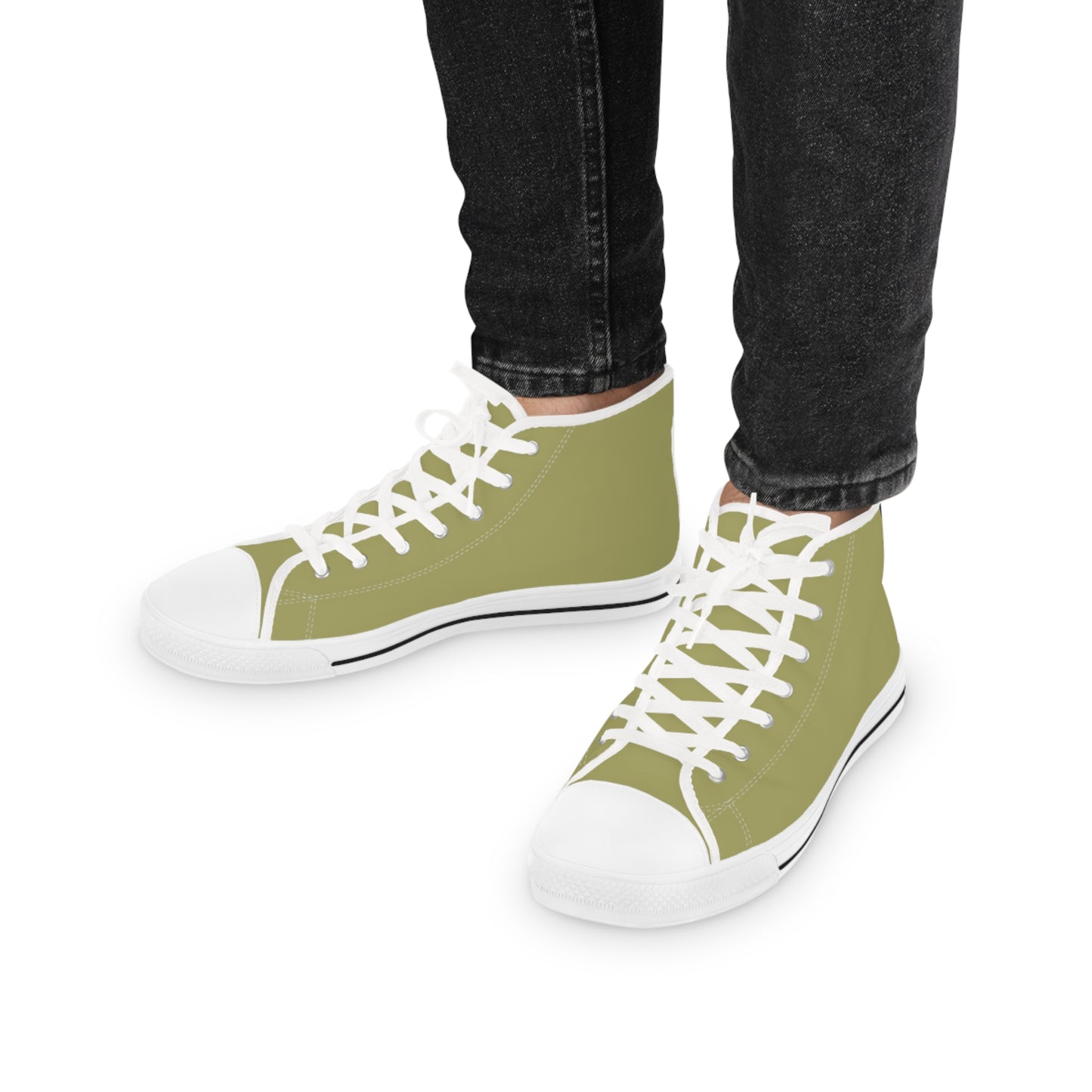 Men's Canvas High Top Solid Color Sneakers - Light Moss US 14 White sole