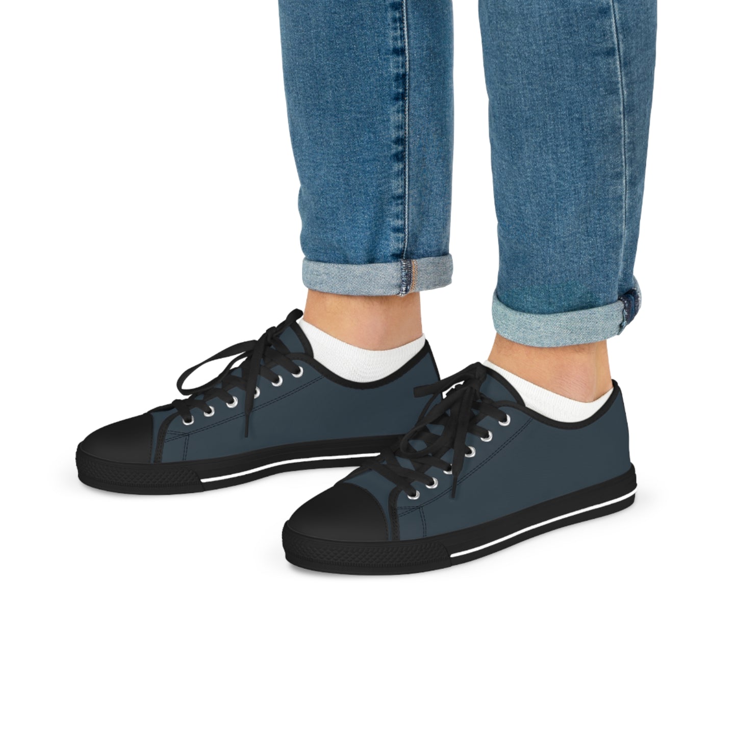 Men's Canvas Low Top Solid Color Sneakers - Thunder Cloud US 14 Black sole