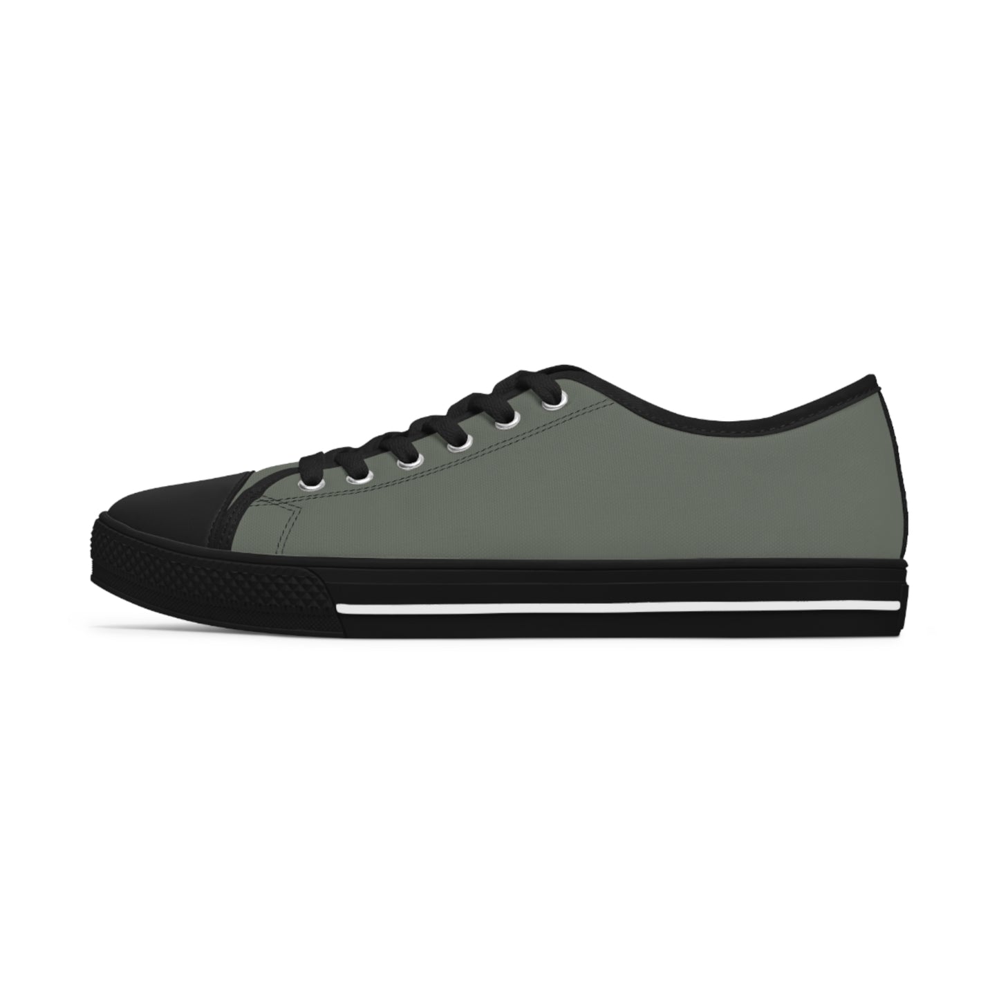 Women's Canvas Low Top Solid Color Sneakers - Drab Olive Gray US 12 White sole