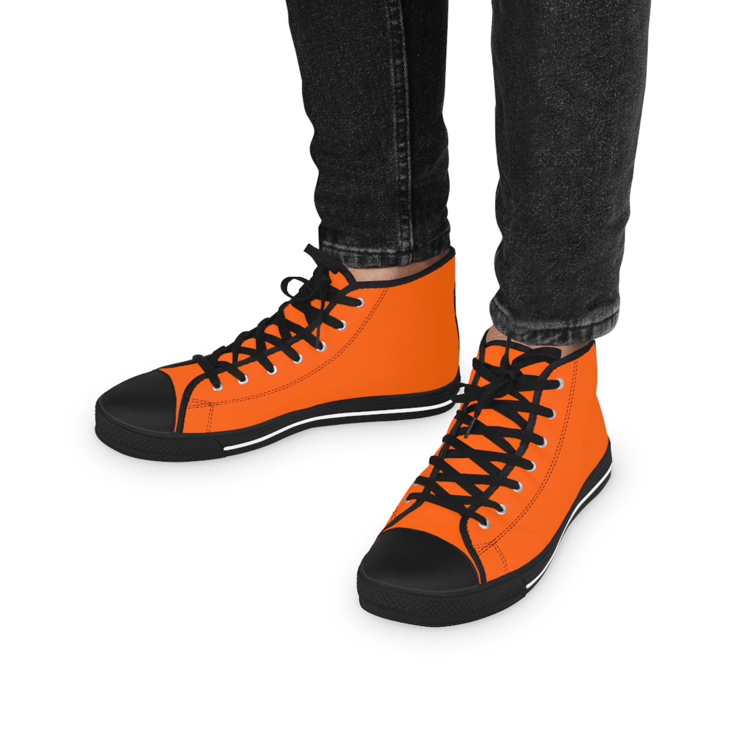 Men's Canvas High Top Solid Color Sneakers - Electric Orange US 14 White sole