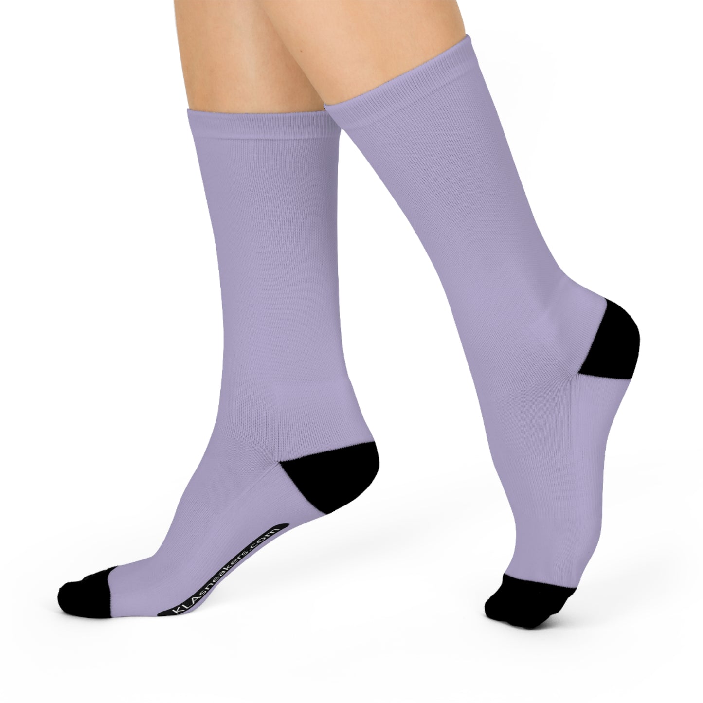 Unisex Crew Socks - Light Purple White One size 3/4 Crew