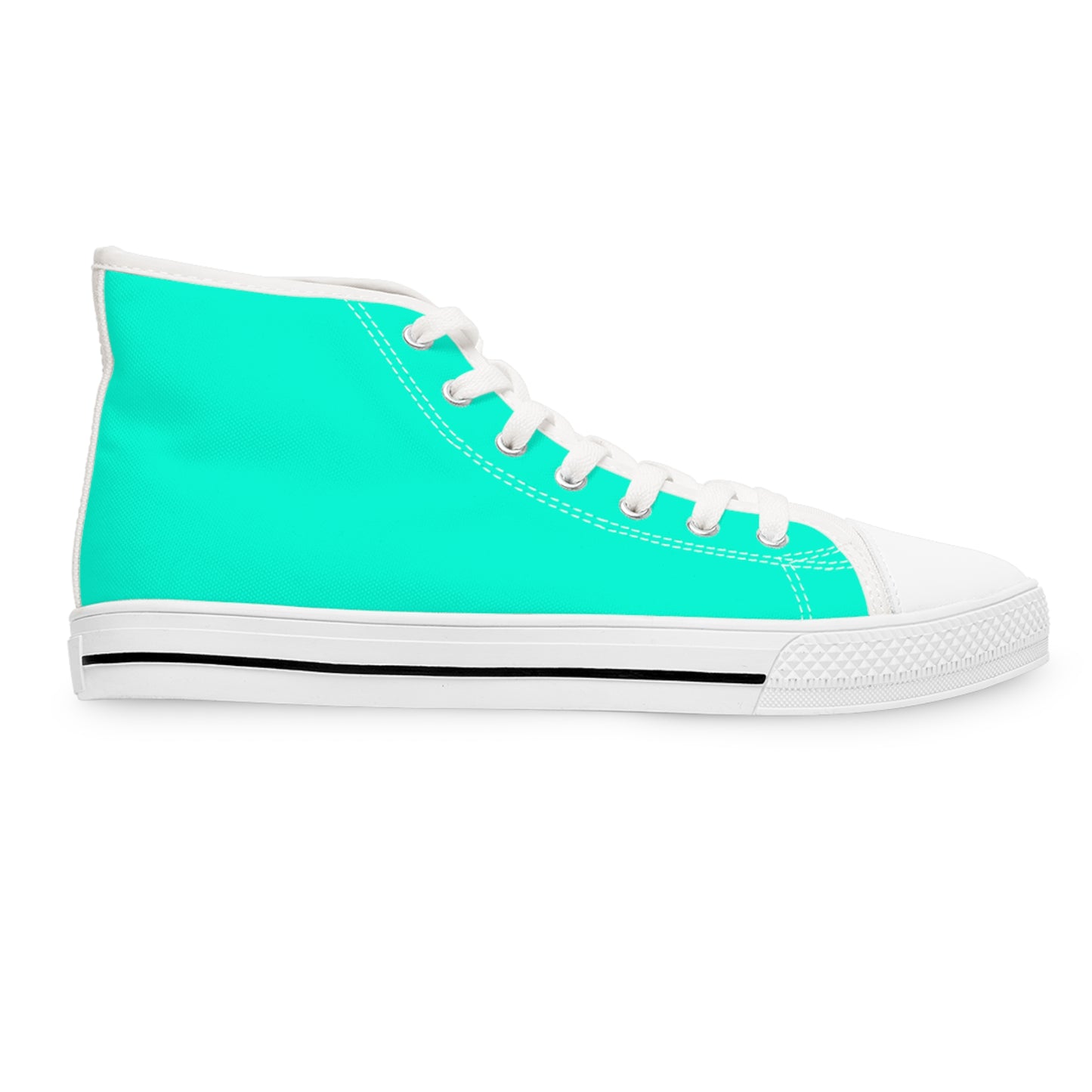 Women's Canvas High Top Solid Color Sneakers - Cool Pool Aqua Green US 12 White sole