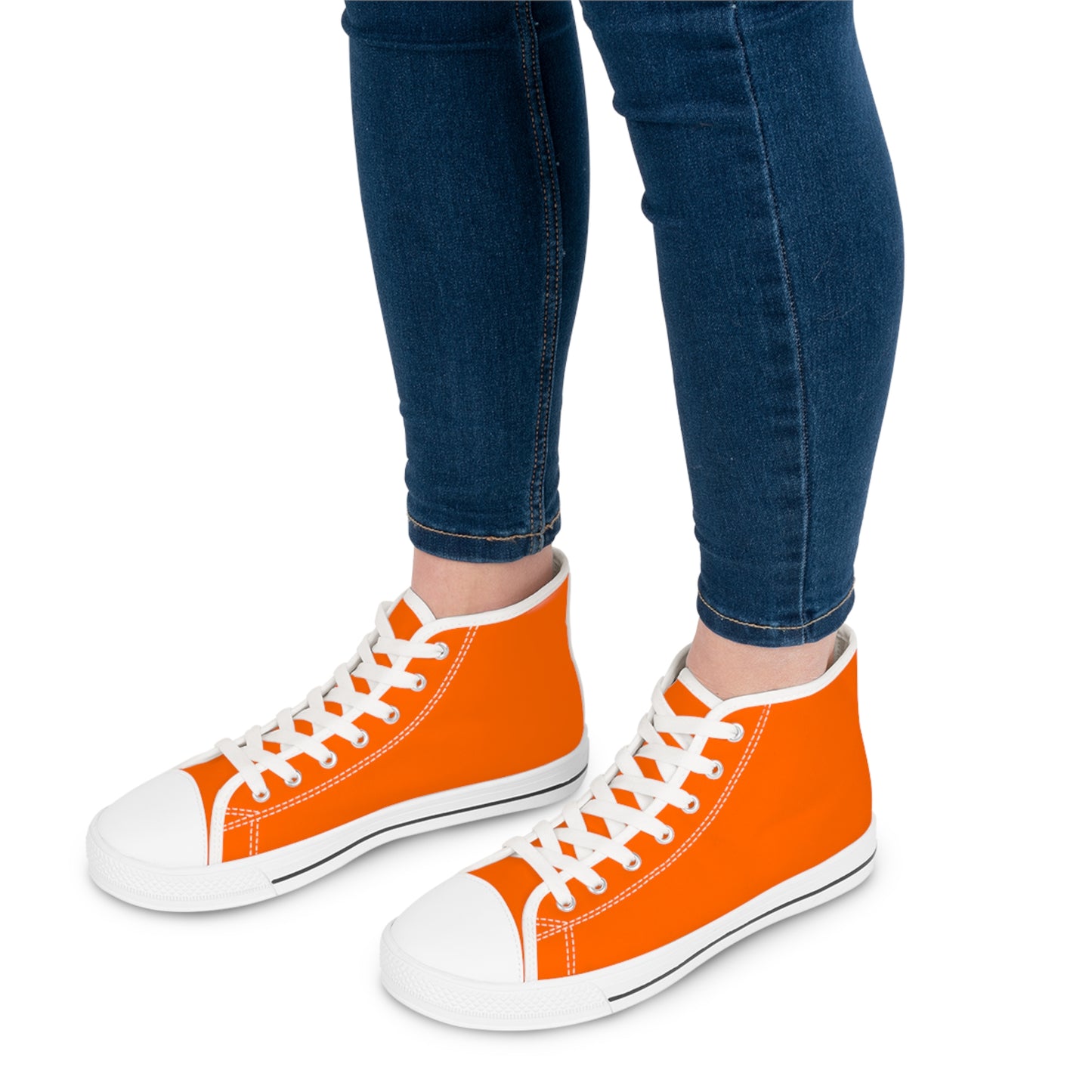 Women's Canvas High Top Solid Color Sneakers - Electric Orange US 12 White sole