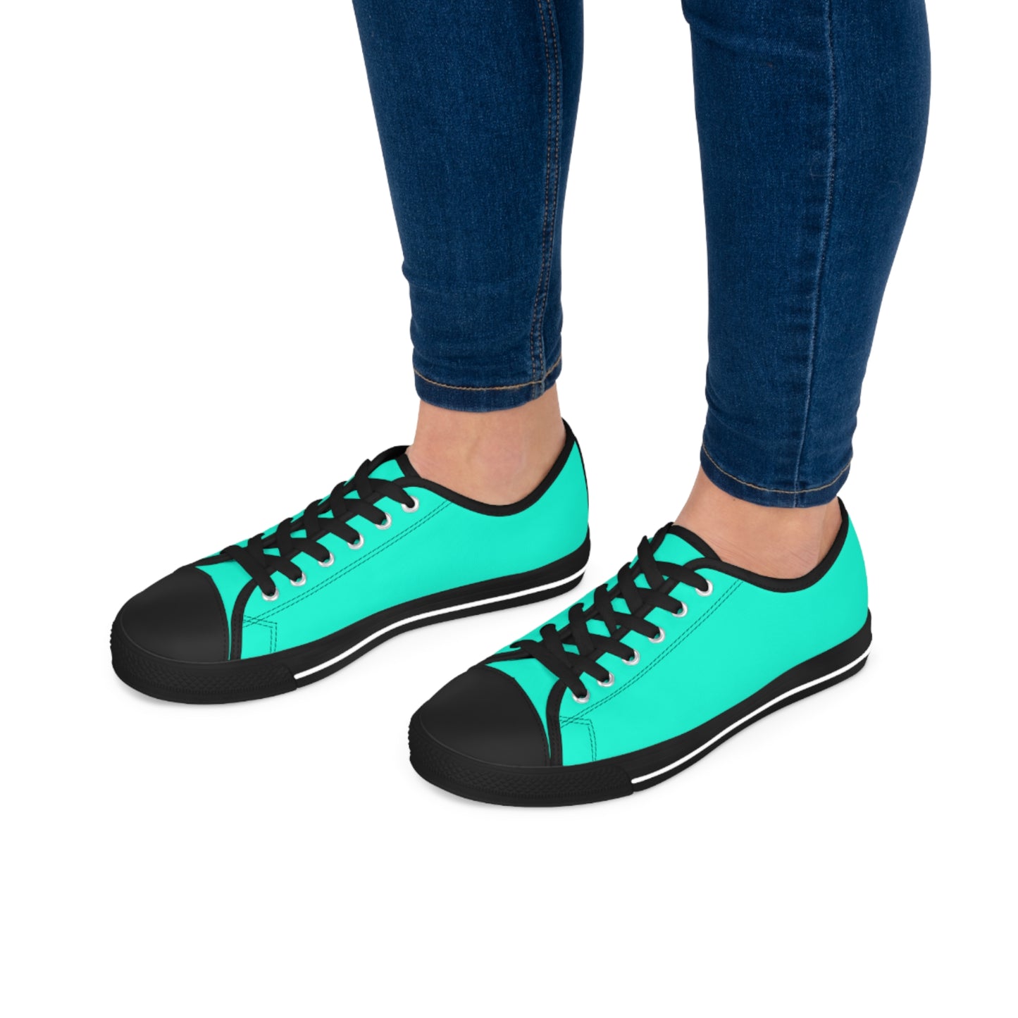 Women's Canvas Low Top Solid Color Sneakers - Cool Pool Aqua Green US 12 White sole