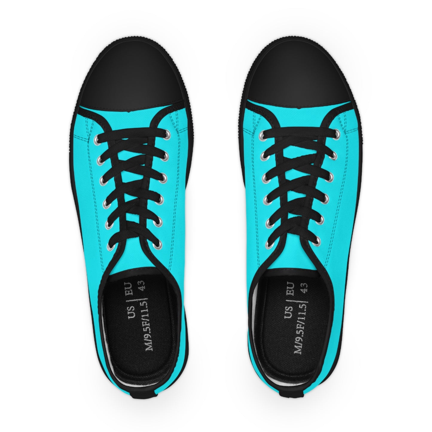 Men's Canvas Low Top Solid Color Sneakers - Cool Pool Aqua Blue US 14 Black sole