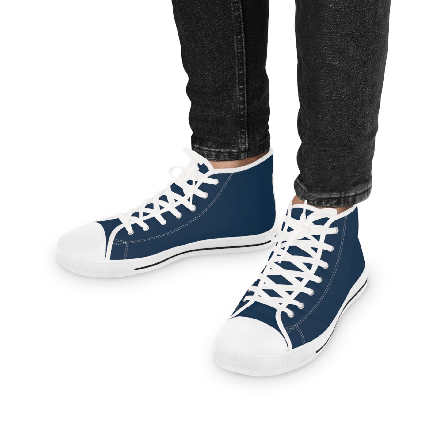 Men's Canvas High Top Solid Color Sneakers - Ink Blue US 14 White sole