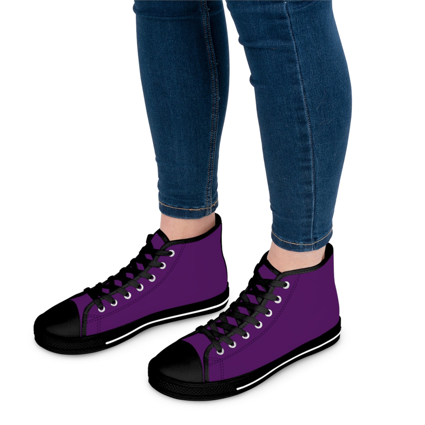 Women's Canvas High Top Solid Color Sneakers - Royal Purple US 12 White sole
