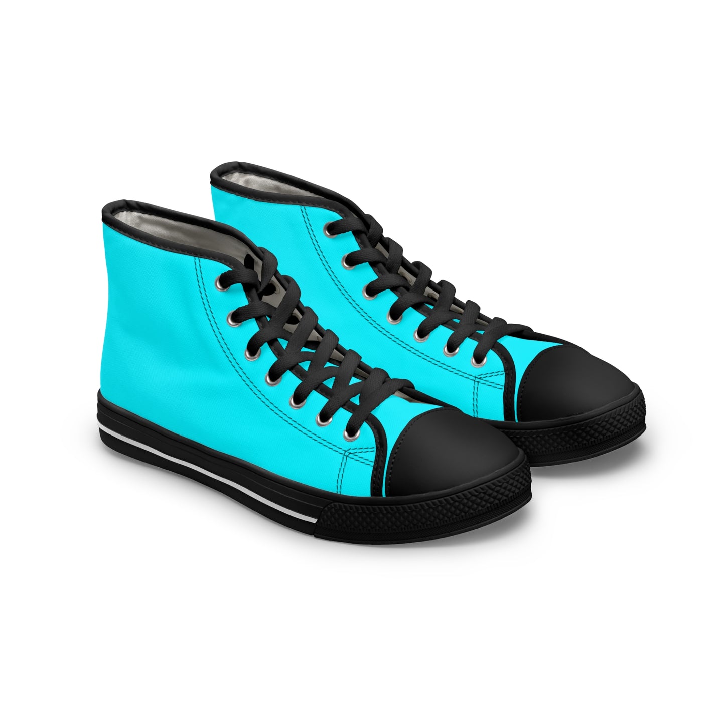 Women's Canvas High Top Solid Color Sneakers - Cool Pool Aqua Blue US 12 White sole