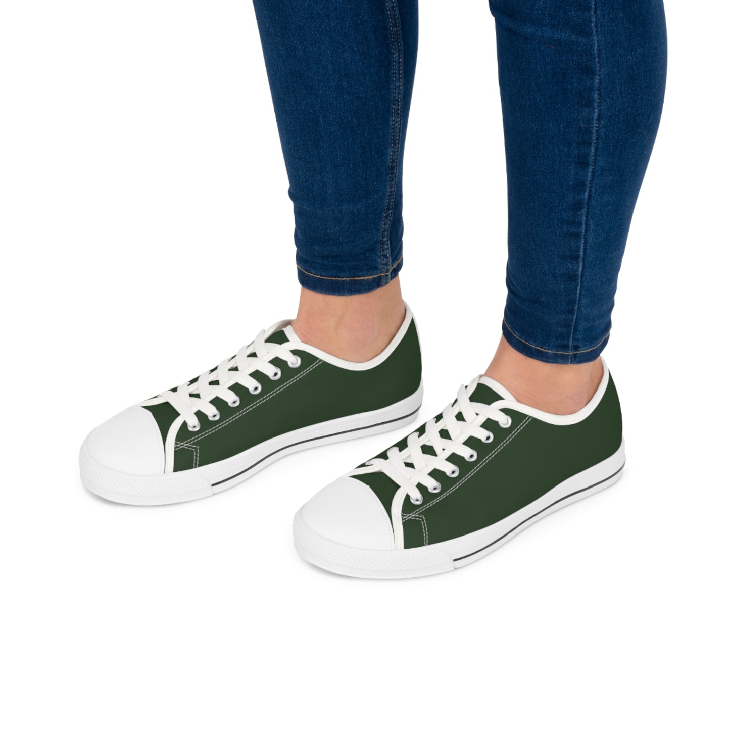 Women's Canvas Low Top Solid Color Sneakers - Hunter Green US 12 White sole