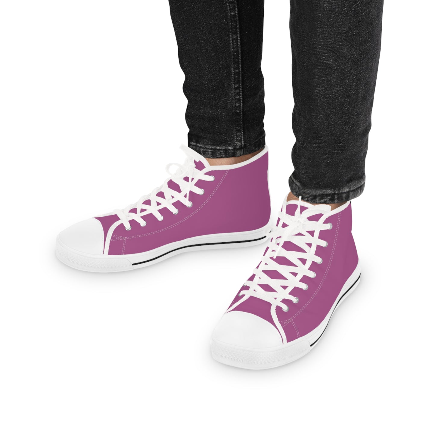 Men's Canvas High Top Solid Color Sneakers - Candy Wrapper Pink US 14 White sole