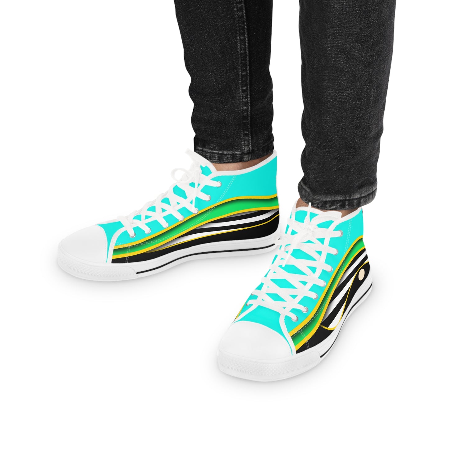 Men's High Top Graphics Sneakers - 10001 US 14 White sole