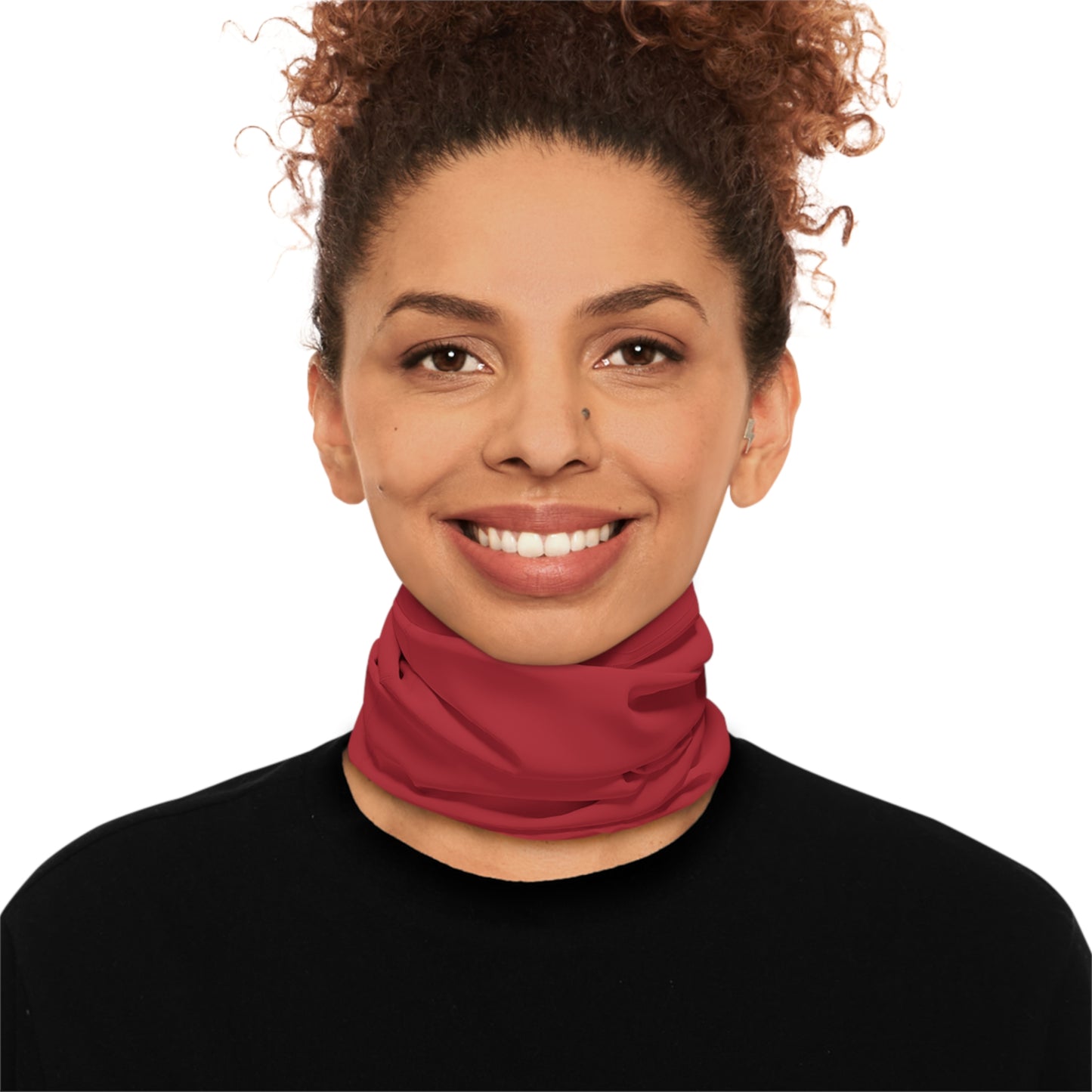 Winter Neck Gaiter With Drawstring - Red