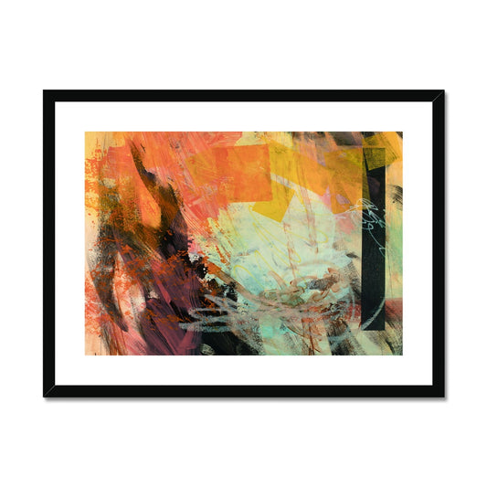 Afternoon Lighthouse Abstract Art Print Framed & Mounted Print 32"x24" White Frame