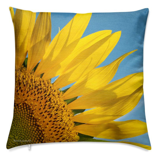 KLA Sunflowers 24" Cotton Linen Throw Pillow Cover Design #211 Large Square Cover (no pad) fits 24" Cotton-Linen