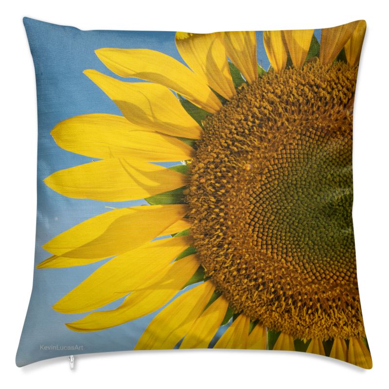 KLA Sunflowers 24" Cotton Linen Throw Pillow Cover Design #212 Large Square Cover (no pad) fits 24" Cotton-Linen