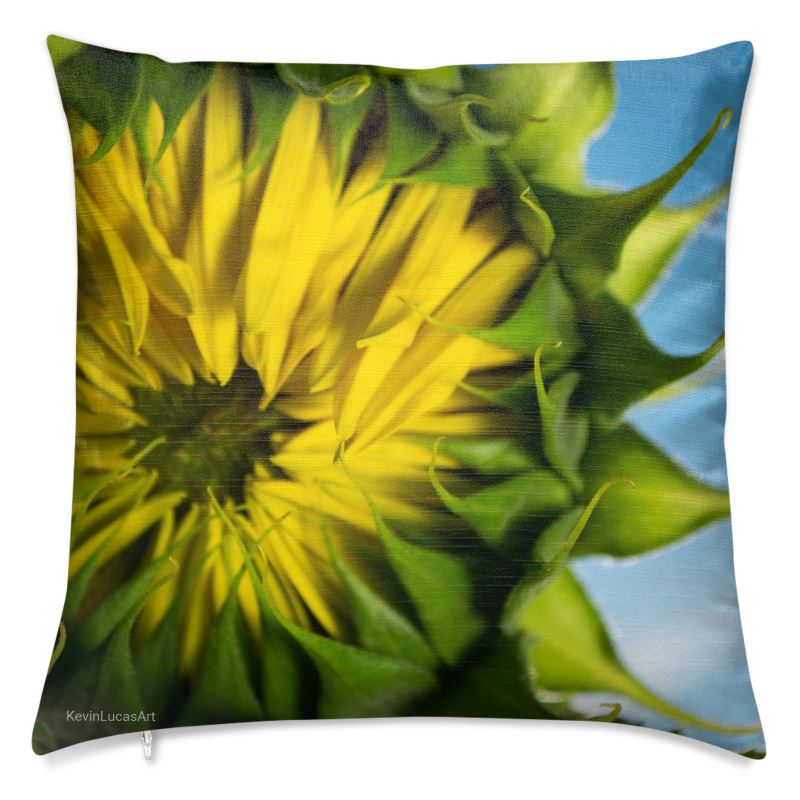 KLA Sunflowers 24" Cotton Linen Throw Pillow Cover Design #213 Large Square Cover (no pad) fits 24" Cotton-Linen