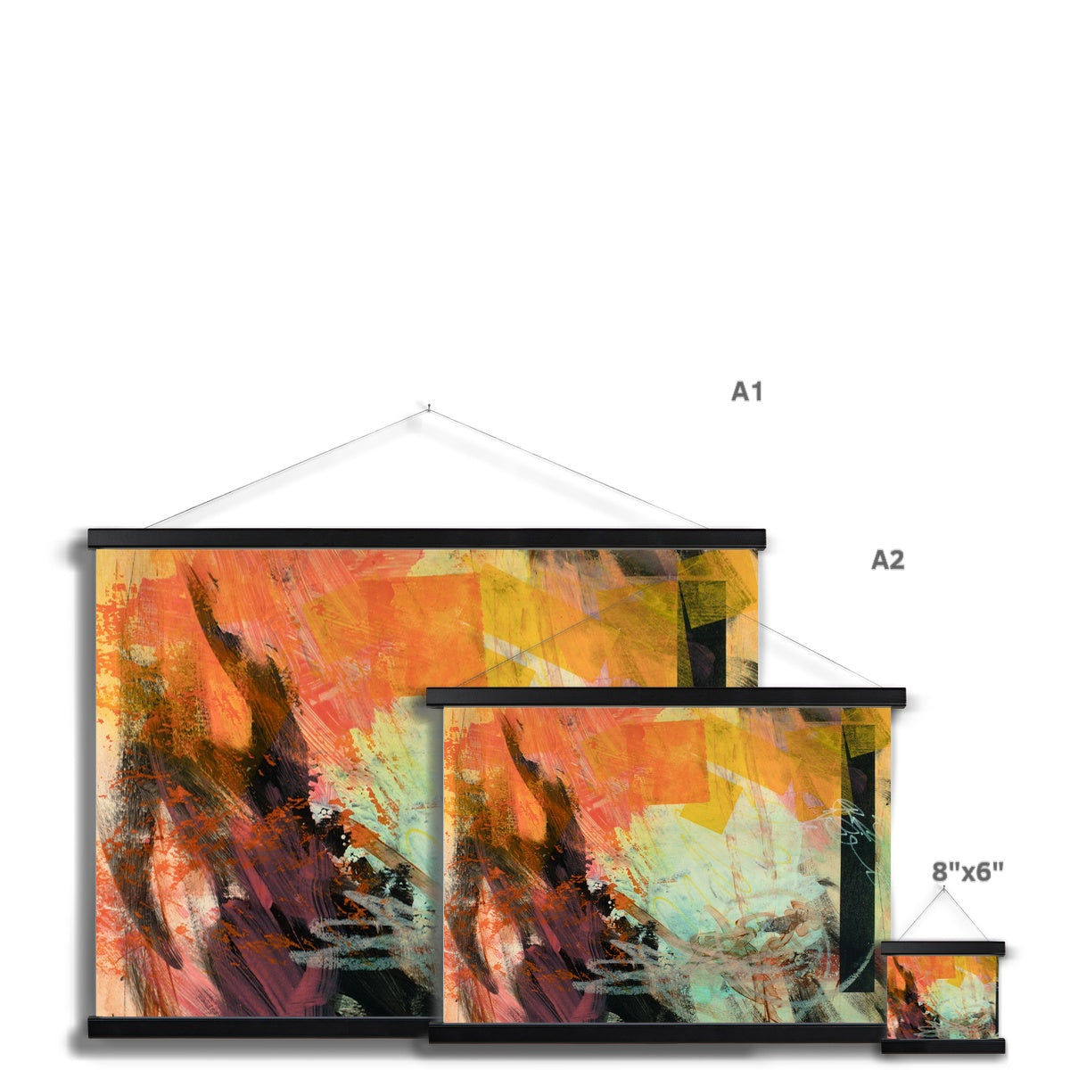 Afternoon Lighthouse Abstract Art Print Fine Art Print with Hanger A4 Landscape White Frame