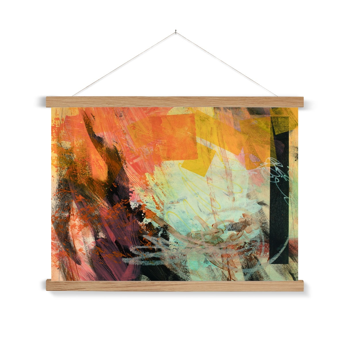 Afternoon Lighthouse Abstract Art Print Fine Art Print with Hanger A4 Landscape White Frame