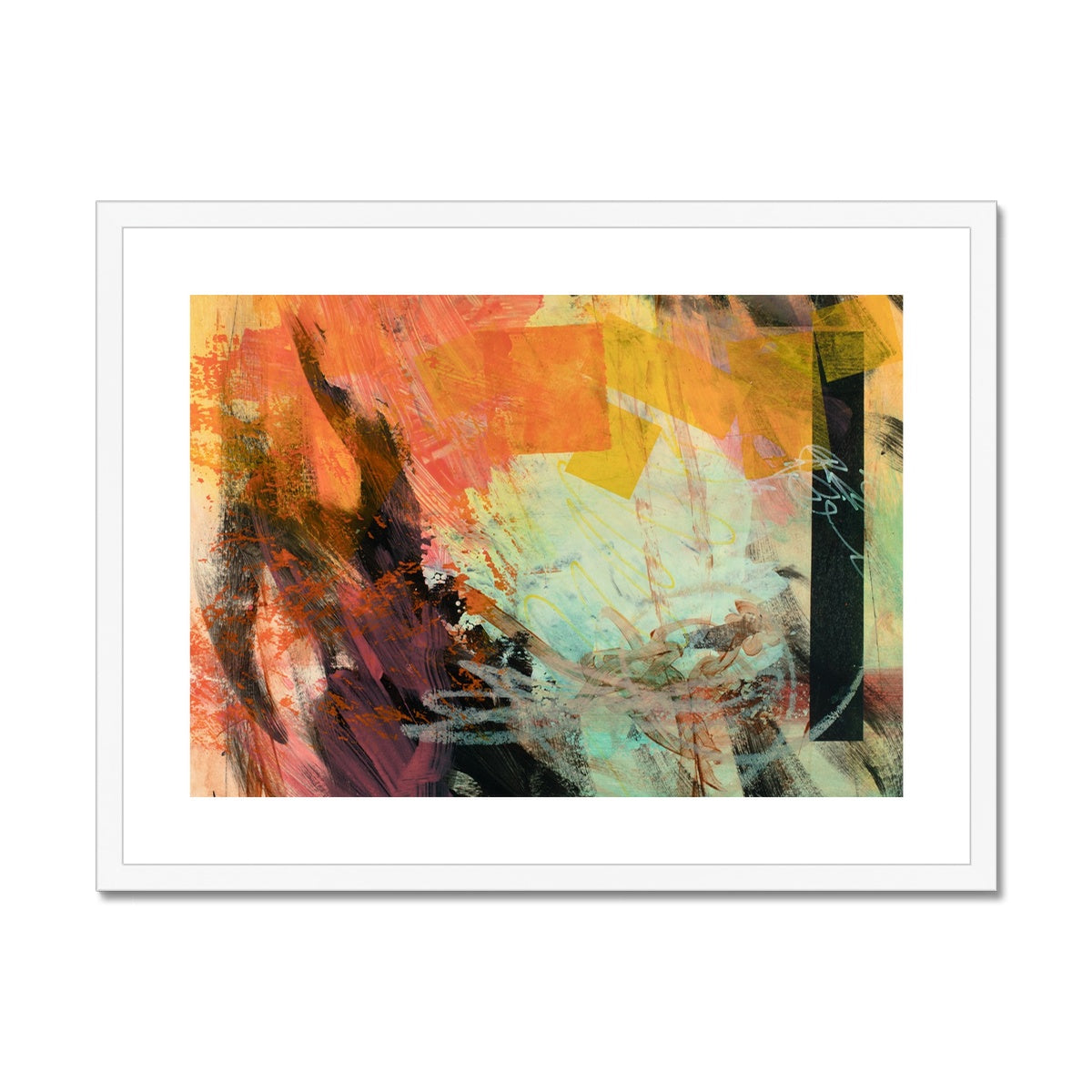 Afternoon Lighthouse Abstract Art Print Framed & Mounted Print 32"x24" White Frame