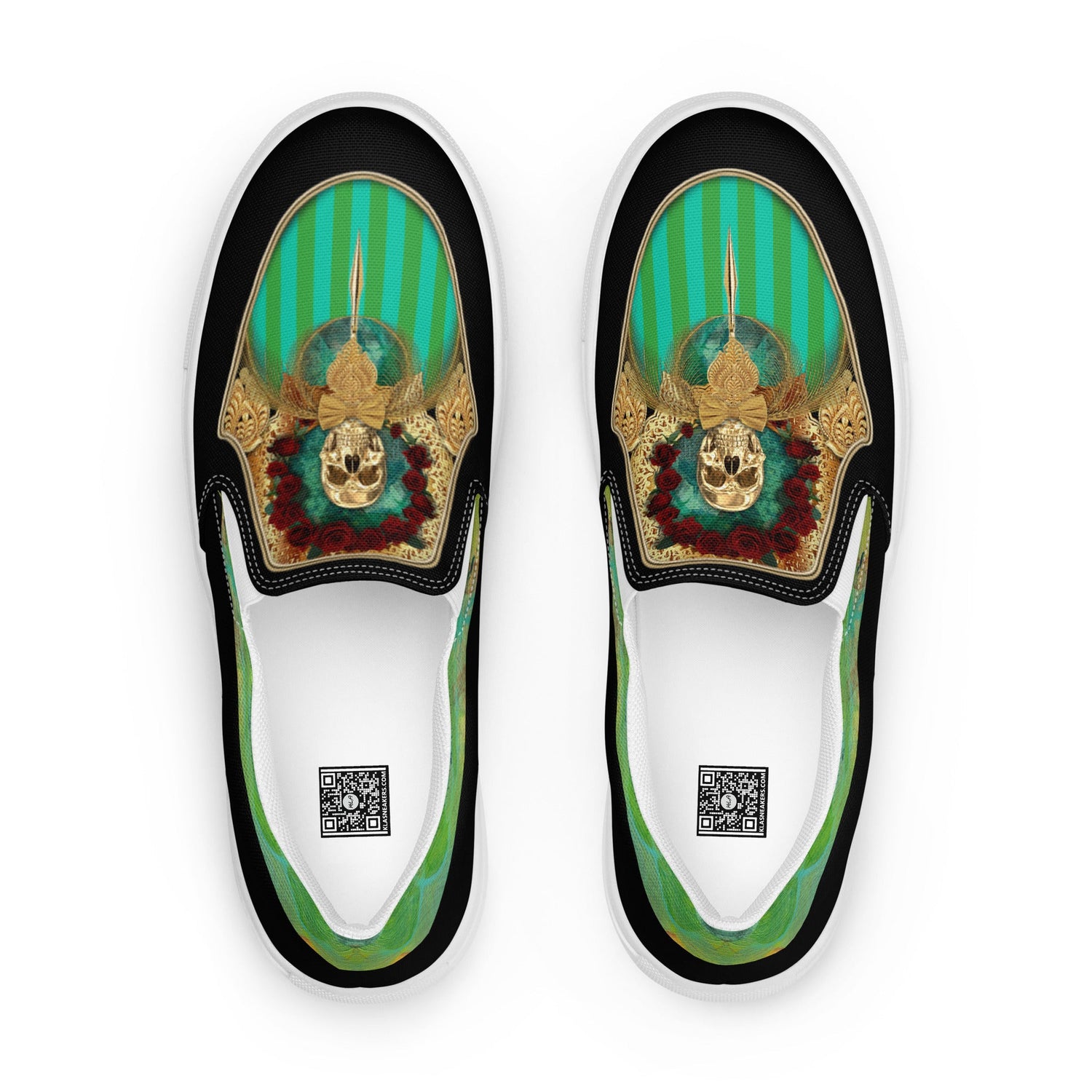 klasneakers Men’s slip-on canvas shoes - Green Skull