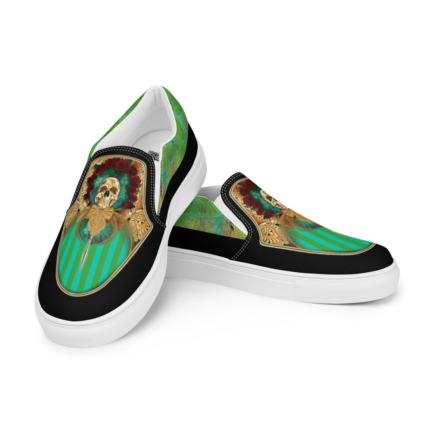 klasneakers Women’s slip-on canvas shoes - Green Skull